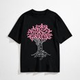 thumbnail image 1 of Cancer Shirt Women Breast Cancer Awareness Shirts Ribbon Tree T-Shirts Cancer Short Sleeve Tops Black, 1 of 6