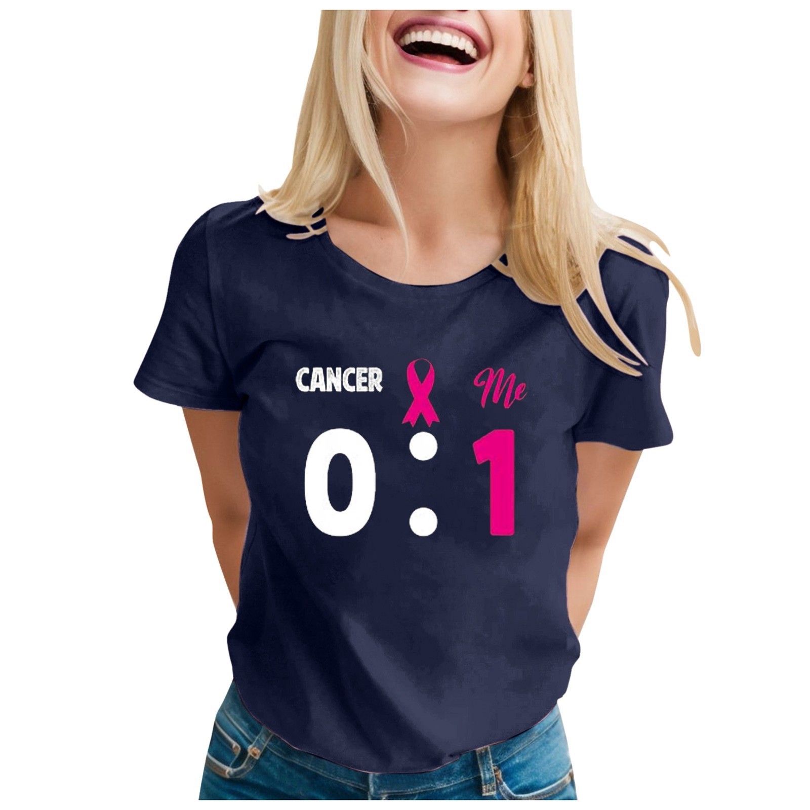 Cancer Shirts For Women Ribbon Cancer Awareness T Shirt Short Sleeve