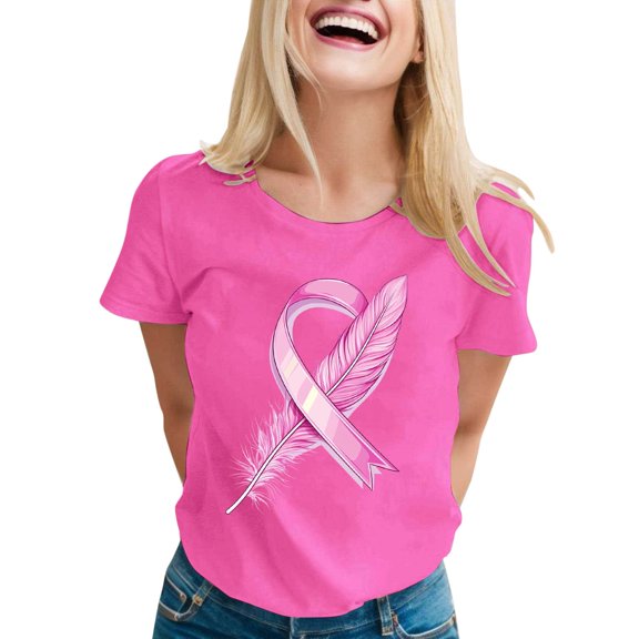 Cancer Shirts Women Fight Cancer Shirt Cancer Awareness Tshirt In October We Wear Pink Shirt Cancer Care Gifts Short Sleeve Tee Top (Hot Pink, XXL)