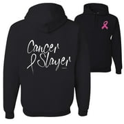 Cancer Slayer Brave Breast Cancer Awareness Front & Back Mens Hoodies, Black, Small