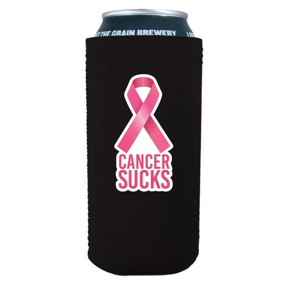 Cancer Sucks 16 oz. Can Coolie (Black)