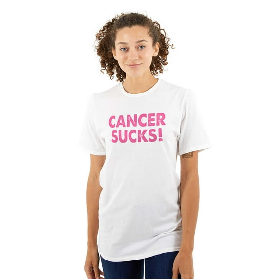 Cancer Sucks Breast Awareness Quote Women's Graphic T Shirt Tees Brisco Brands L
