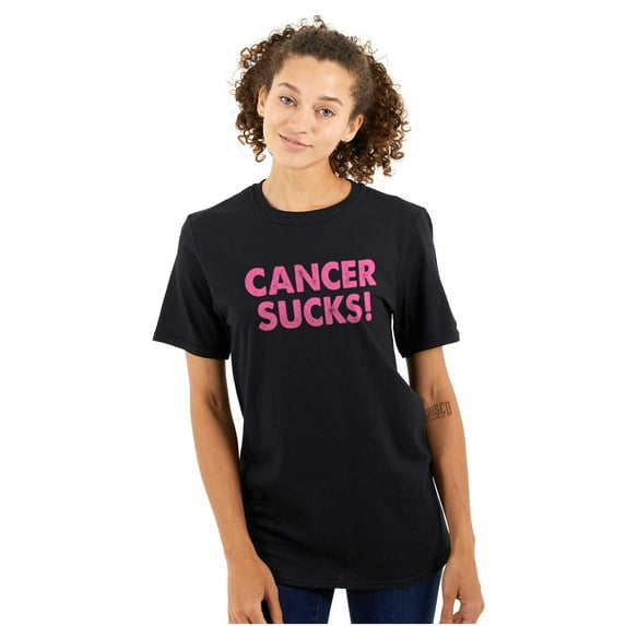 Cancer Sucks Breast Awareness Quote Women's Plus Size Graphic Tee Brisco Brands 3X