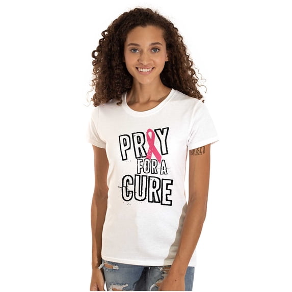 Cancer Sucks Breast Awareness Quote Womens Slim Fit Graphic Tee Brisco Brands X