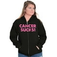 thumbnail image 1 of Cancer Sucks Breast Awareness Quote Zip Hoodie Sweatshirt Women Brisco Brands S, 1 of 6