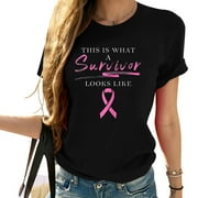 Cancer Survivor Women Gift Pink Ribbon Breast Cancer T Shirt Black