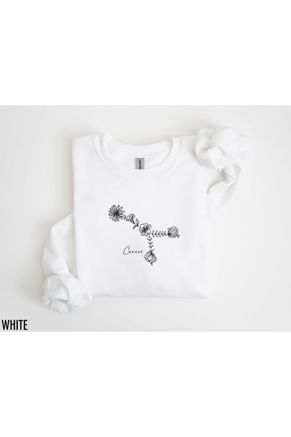 Cancer T-Shirt, Zodiac Crewneck, Astrology Shirt, Floral Cancer, Constellation Stars, Astr