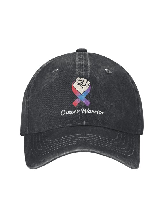Cancer Warrior Rainbow Ribbon Fist Vintage Washed Cotton Baseball Cap Unisex Support Dad Hat