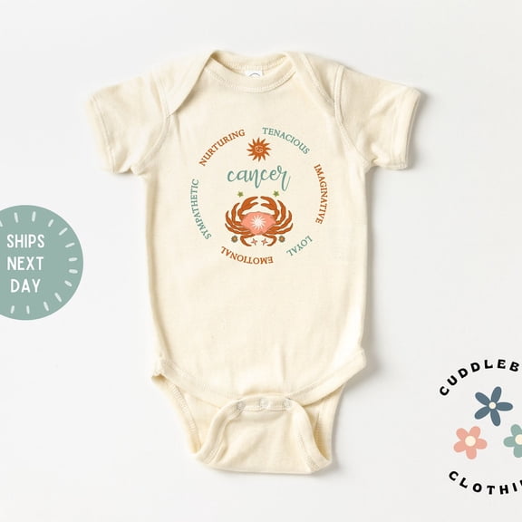 Cancer Zodiac Bodysuit, Astrology Bodysuit, Horoscope Baby Gift, Moon Child, Witchy Mama, Baby Gift, Cancer Baby Gift