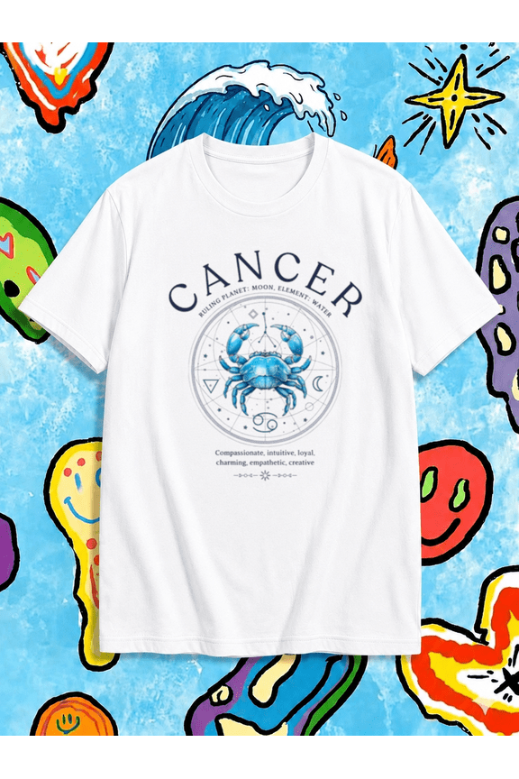 Cancer Zodiac Crab Astrology T-Shirt Moon Water Element, for men & women, S-5XL