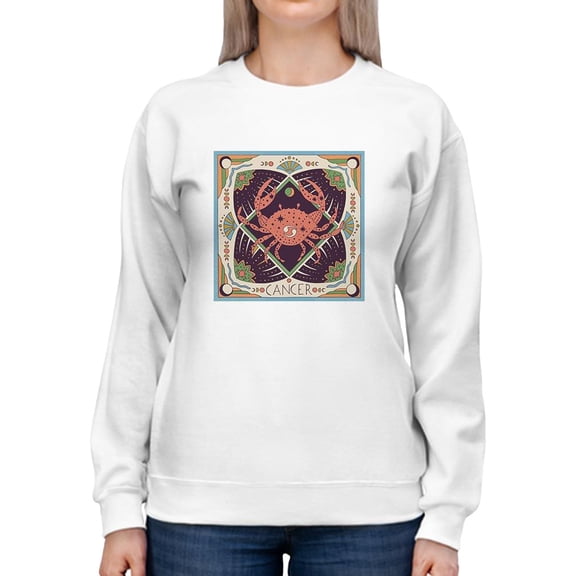 Cancer Zodiac Ethnic Style Sweatshirt Women -Image by Shutterstock, Female Small