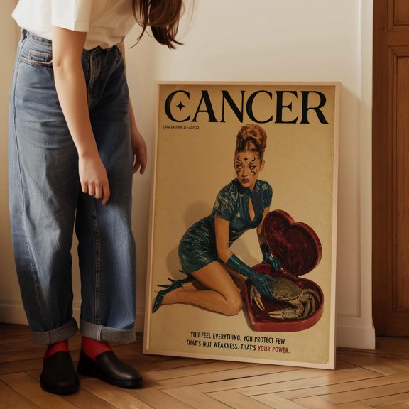 Cancer Zodiac Fashion Print Astrology Wall Art, Unframed Paper Print