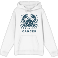 thumbnail image 1 of Cancer Zodiac Sign Adult White Long Sleeve Hoodie-Small, 1 of 3