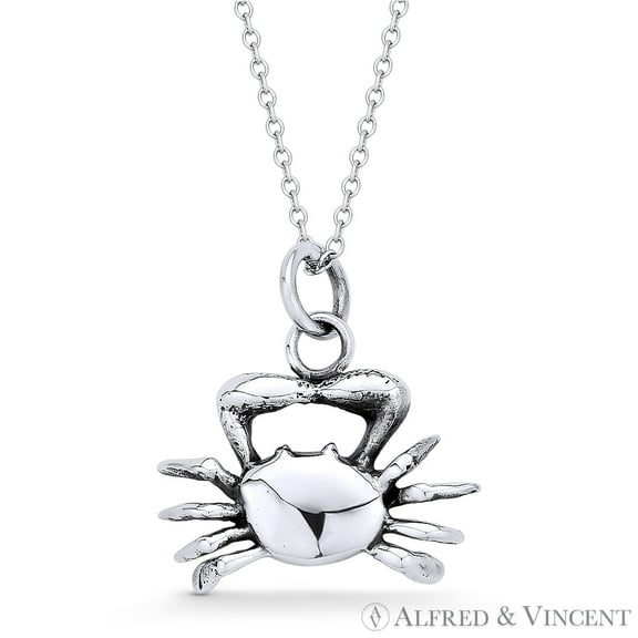 Cancer Zodiac Sign Astrology 21x21mm (0.8x0.8in) Pendant & Cable Chain Necklace in Oxidized .925 Sterling Silver
