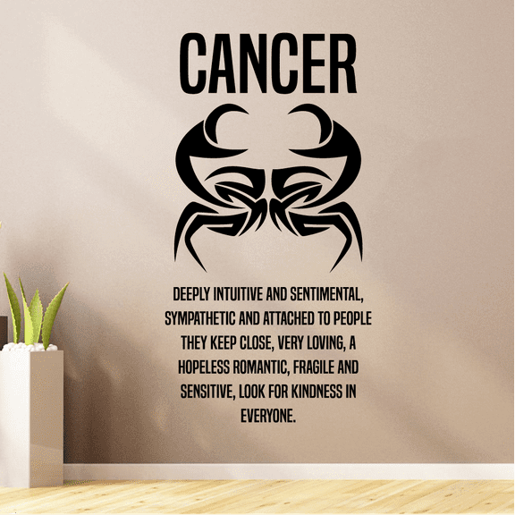 Cancer Zodiac Sign Cancer Horoscope Deeply Intuitive And Sentimental Sympathetic Cancer Water Sign Bedroom Wall Decal Quote Sticker Kids Adult Girls Boys Room Bedroom Wall Decoration Size (40x24 inch)