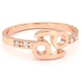 thumbnail image 1 of Cancer Zodiac Sign Diamond Ring In Solid 14k Rose Gold, 1 of 6