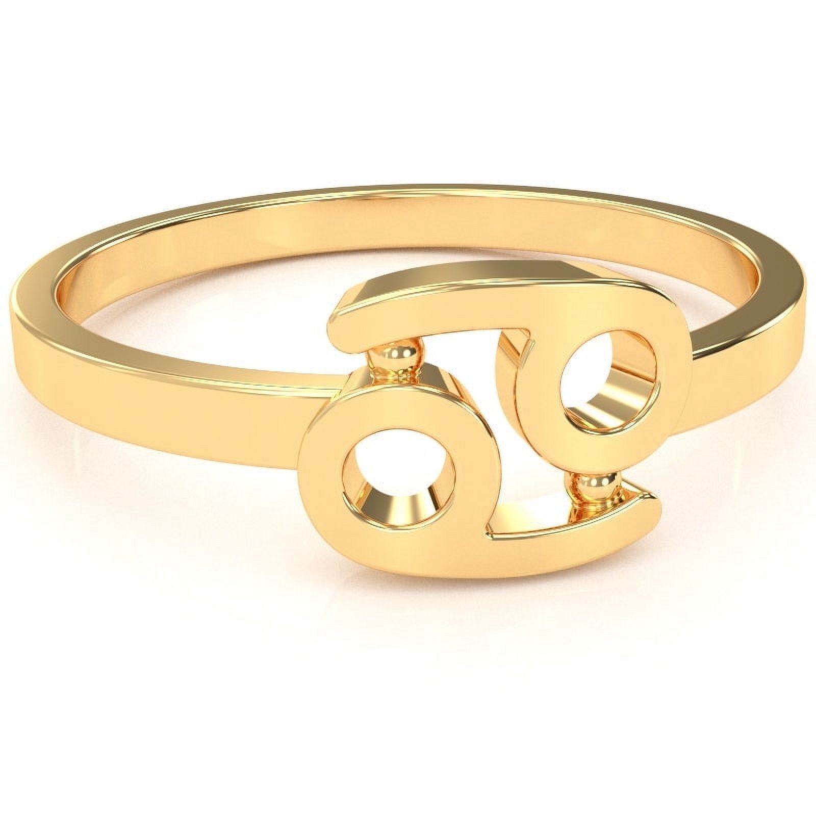 Cancer Zodiac Sign Ring In Solid 14k Yellow Gold - Walmart.com