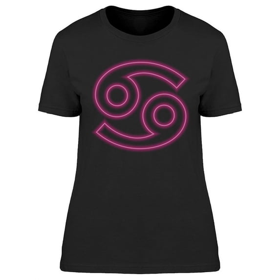 Cancer Zodiac Symbol Neon Design T-Shirt Women -Image by Shutterstock, Female XX-Large