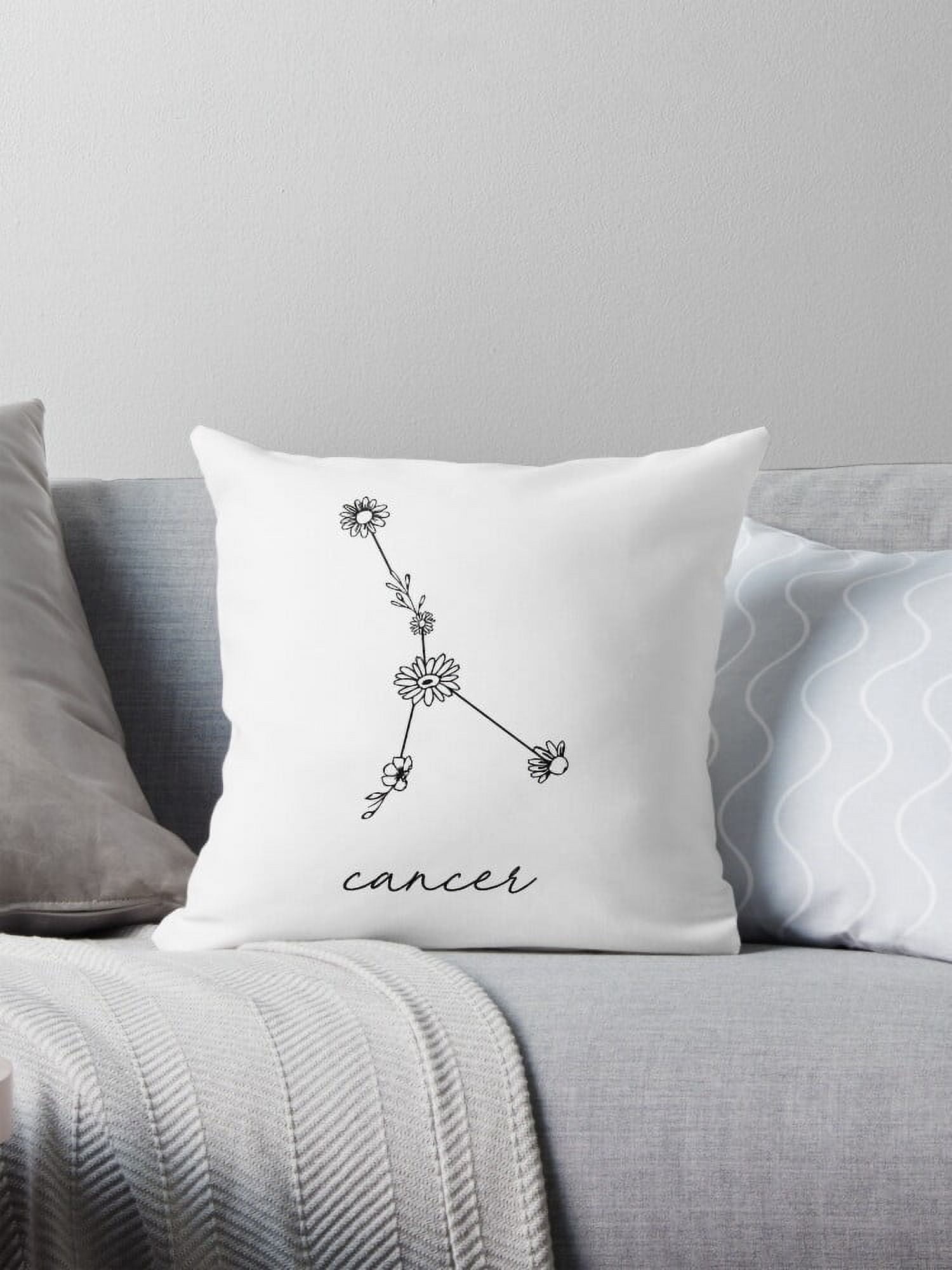 Cancer Zodiac Wildflower Constellation Throw Pillow Covers Cases