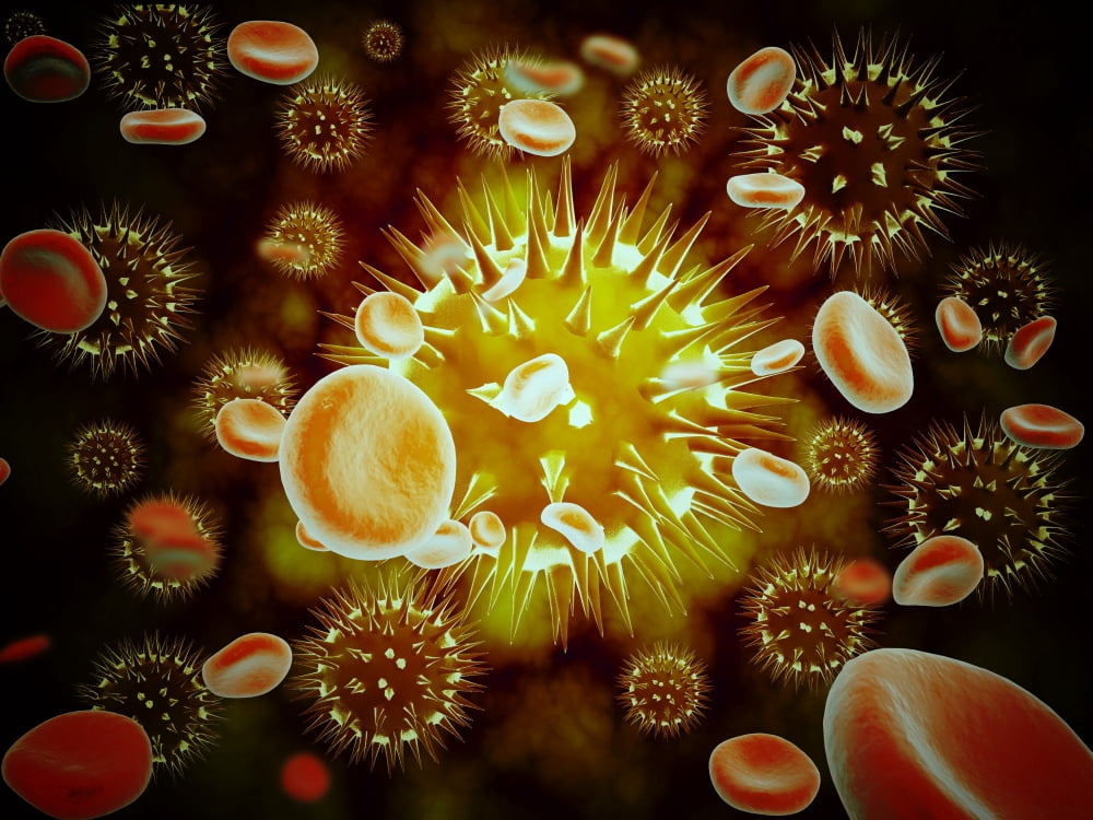 Cancer cell with red blood cell flow Canvas Art - Stocktrek Images (33 x 25)