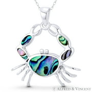 ALFRED & VINCENT Cancer the Crab Zodiac Charm Created Opal 22x22mm (0.9x0.9in) Pendant & Chain Necklace in .925 Sterling Silver w/ Rhodium