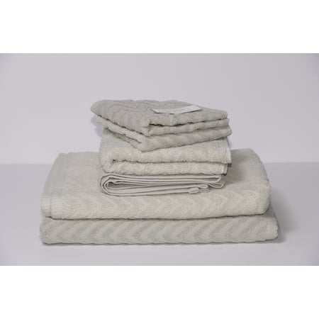 Cancun 6-Piece 100% Cotton Bath Hand Wash Towel Set, Linen