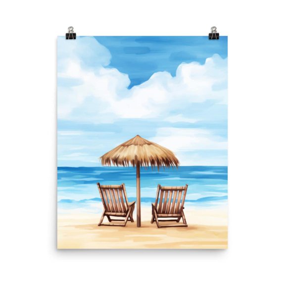 Cancun Beach Print, Tropical Seascape Art, Caribbean Coastal Poster, Mexico Vacation Wall Decor, Exotic Ocean Paradise Artwork Home Decor #3935, Unframed Poster Size 8x12
