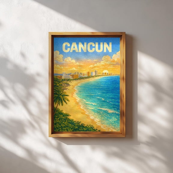 Cancun Cancun Wall Art Mexico Travel Print Vintage Wall Art, Unframed Paper Print