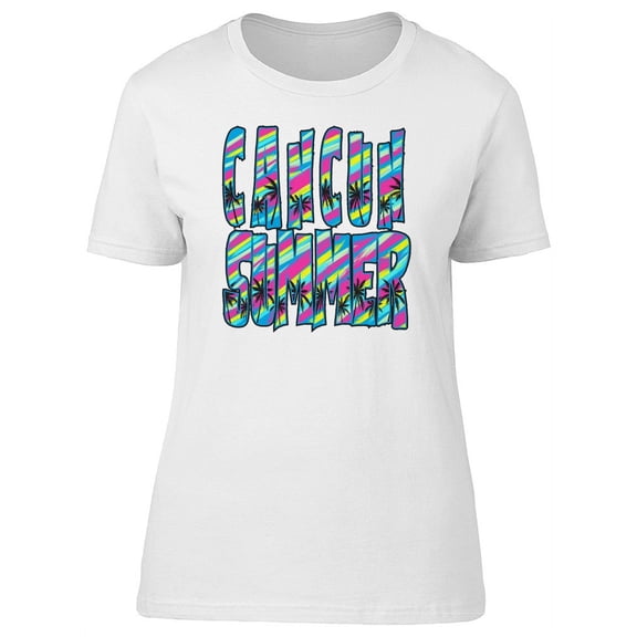 Cancun Colorful Tropical Summer T-Shirt Women -Image by Shutterstock, Female Medium
