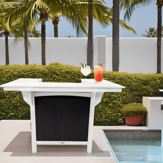 Cancun HDPE Serving Bar, White Two-Tone
