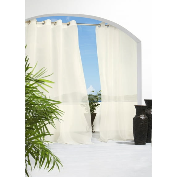 Cancun Indoor/ Outdoor Sheer Curtain Panel 54" x 108" in Ivory