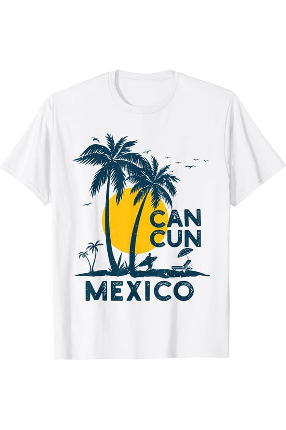 Cancun Mexico Beach Palm Tree Vacation Squad Group T-Shirt Size S-5XL
