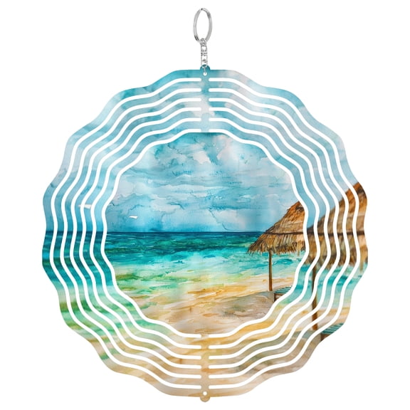 Cancun Mexico Blue Water 3D Wind Spinner Stainless Steel Kinetic Yard Art Coastal Garden Decor Beach Resort Gift