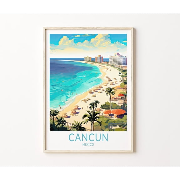 Cancun Mexico Coastal City Wall Art Home Decor Unframed Paper Print