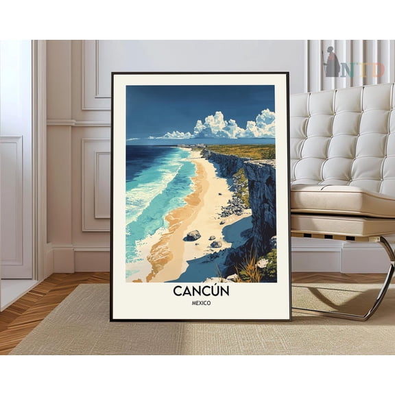 Cancun Mexico Travel Poster City Wall Art, Unframed Paper Poster 8x10in