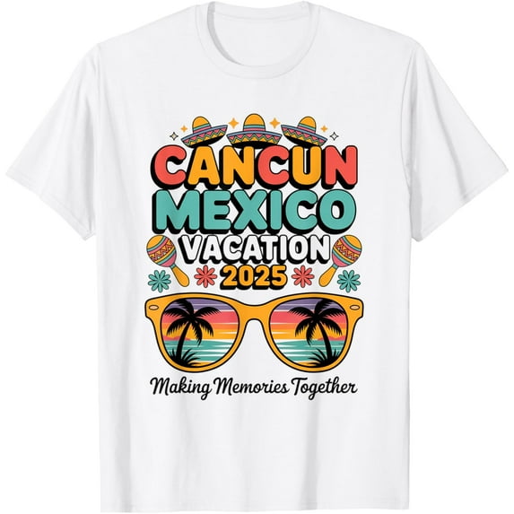 Cancun Mexico Vacation Beach 2025 Trip Group Squad Colorful T-Shirt Tops Tee