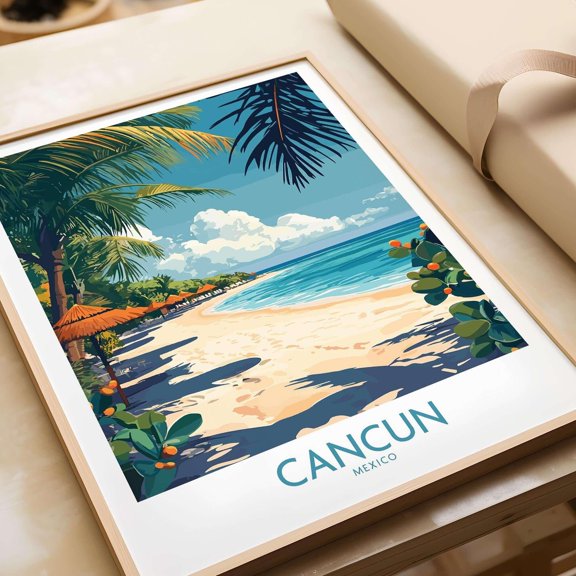 Cancun Poster Cancun Art Print Travel Print Home Dcor Poster Gift Digital Illustration Art