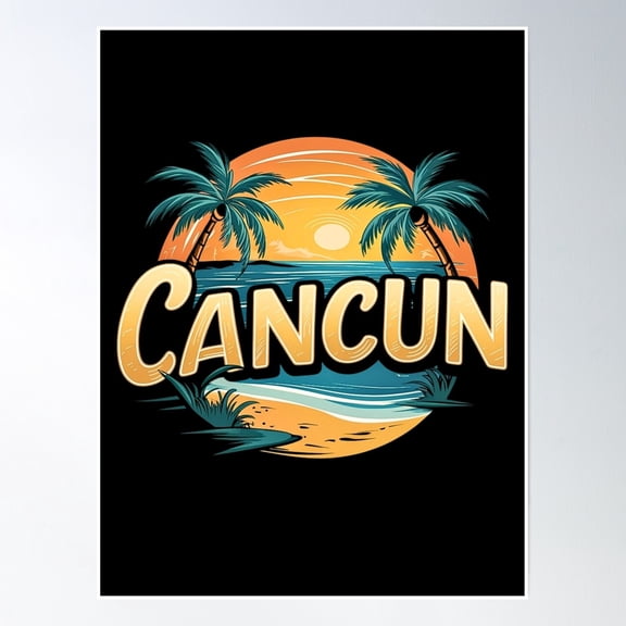 Cancun Poster Wall Art, Modern Wall Decor, 12x18 UNFRAMED