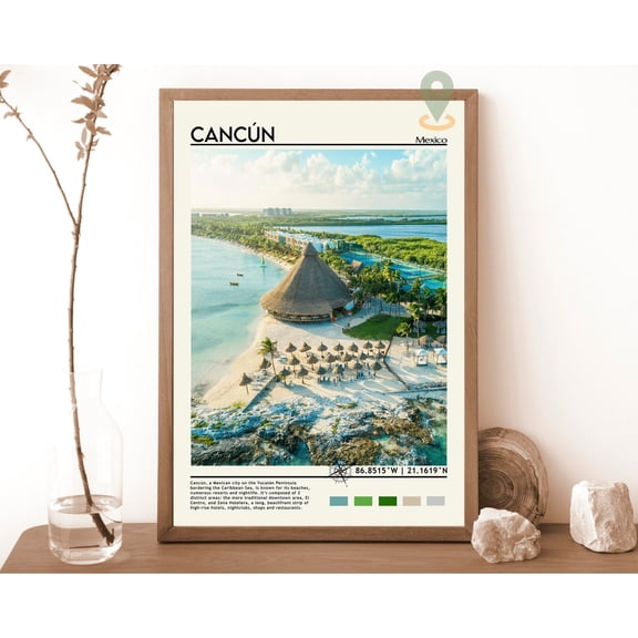 Cancun Print, Vintage Poster, Cancun Art, Cancun Poster, Cancun Photo, Cancun Poster Print, Cancun Wall Decor, Mexico Poster, Travel Gift Wall Art, Modern Wall Decor, 12x18 UNFRAMED