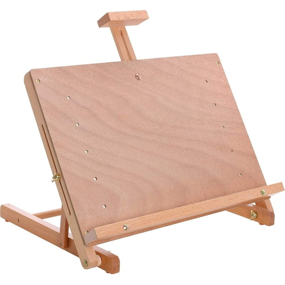 Cancun Solid Wooden Tabletop Easel - Artist Studio Desktop Drawing Table, Portable Drafting Table, Adjustable Art Board, Tabletop Easel for Painting, Holds Up to 23" Canvas, Beechwood