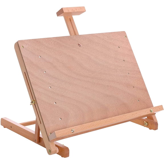 Cancun Solid Wooden Tabletop Easel - Artist Studio Desktop Drawing Table, Portable Drafting Table, Adjustable Art Board, Tabletop Easel for Painting, Holds Up to 23" Canvas, Beechwood