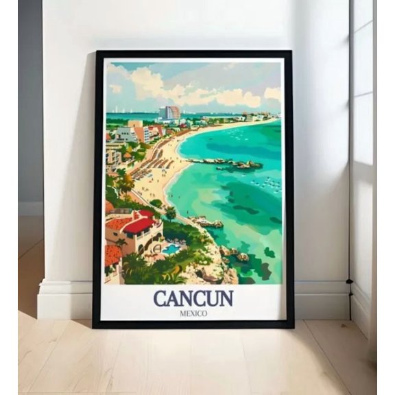Cancun Travel Print - Isla Mujeres Mia Reef Travel Gift Home Decor Vintage Art Print Cute Birthday Gift Wall Art