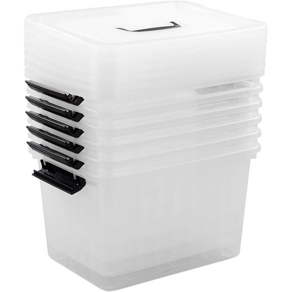 Cand 12 Quart Plastic Latching Box, Clear Storage Bin with Lid, 6 Packs