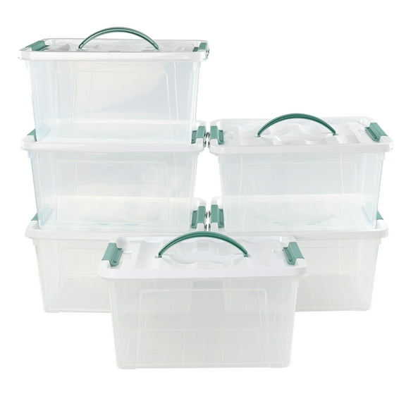 Cand 14 Quart Plastic Latching Bin with Handle, 6 Packs Clear Storage Box with Lid