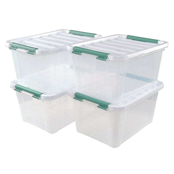 Cand 20 Quart Plastic Latch Box with Lid, Large Storage Bin, 4 Pack