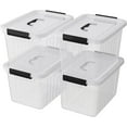 thumbnail image 1 of Cand 20 quart clear latching tote, 4 packs plastic storage boxes for organising, 1 of 7