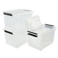 thumbnail image 1 of Cand 30 Quart Plastic Storage Box with Wheels, Large Clear Latch Bin, 4 Pack, 1 of 8