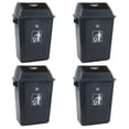 thumbnail image 1 of Cand 40 Liter Plastic Swing Lid Garbage Can, Large Grey Trash Bin, 4 Pack, 1 of 7