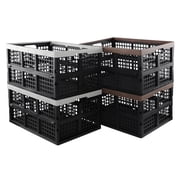 Cand 42 Liter Collapsible Plastic Storage Crates, Large Black Stackable Milk Crates, 4 Pack