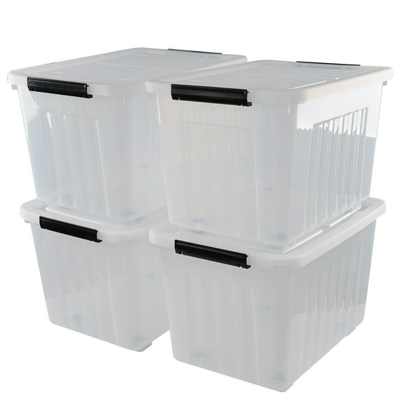 Cand 50 Quart Large Storage Bins with Wheels, Clear